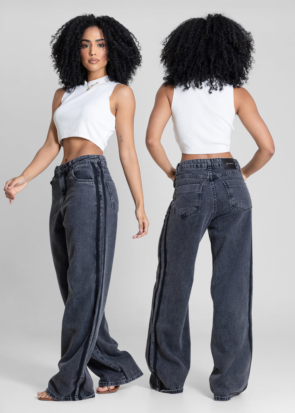 Calça Jeans Sawary Wide Leg - 283146 PRETO