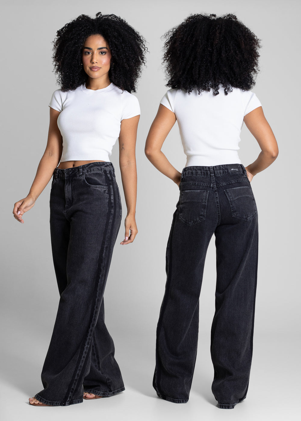 Calça Jeans Sawary Wide Leg - 283147 PRETO