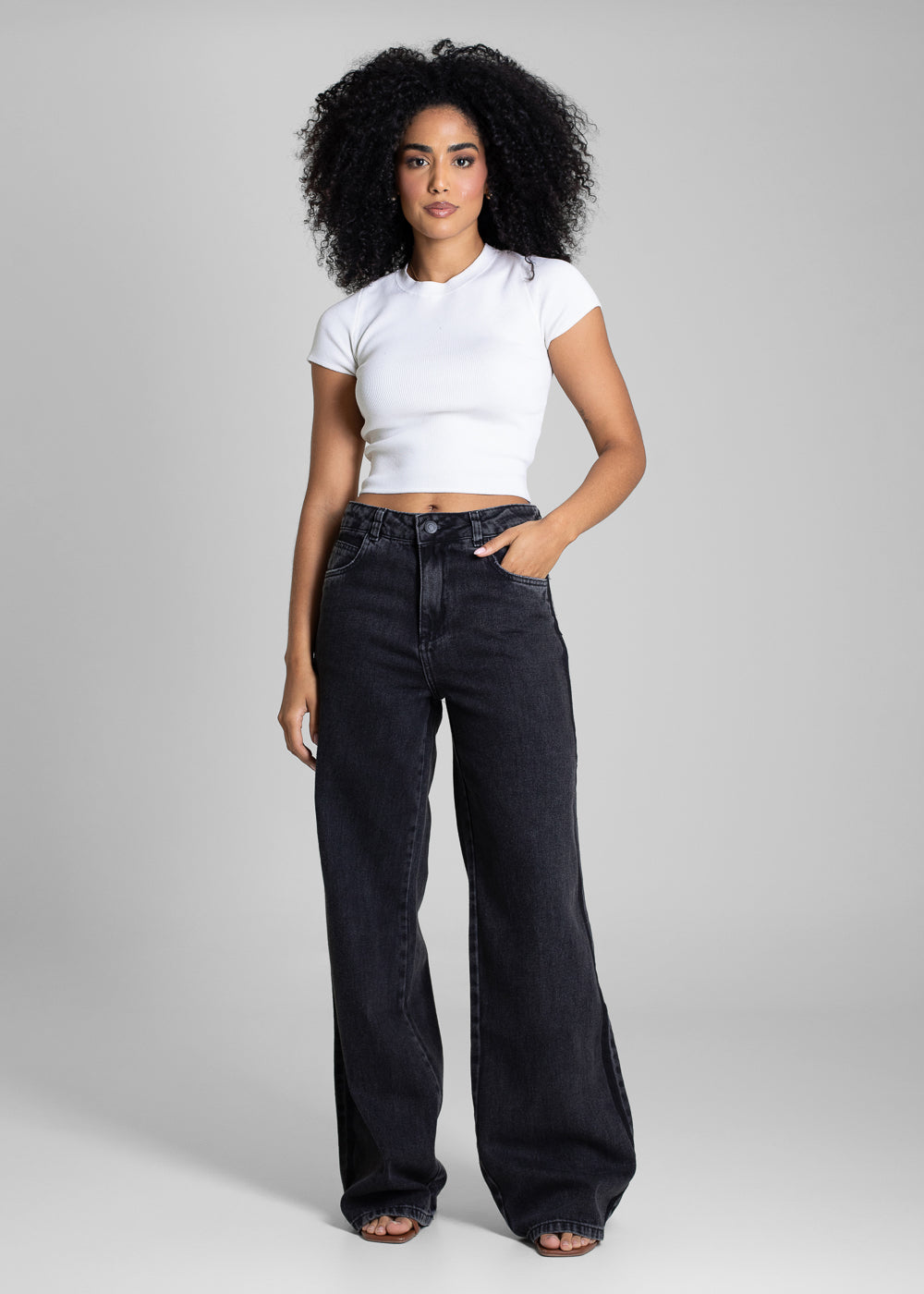 Calça Jeans Sawary Wide Leg - 283147 PRETO