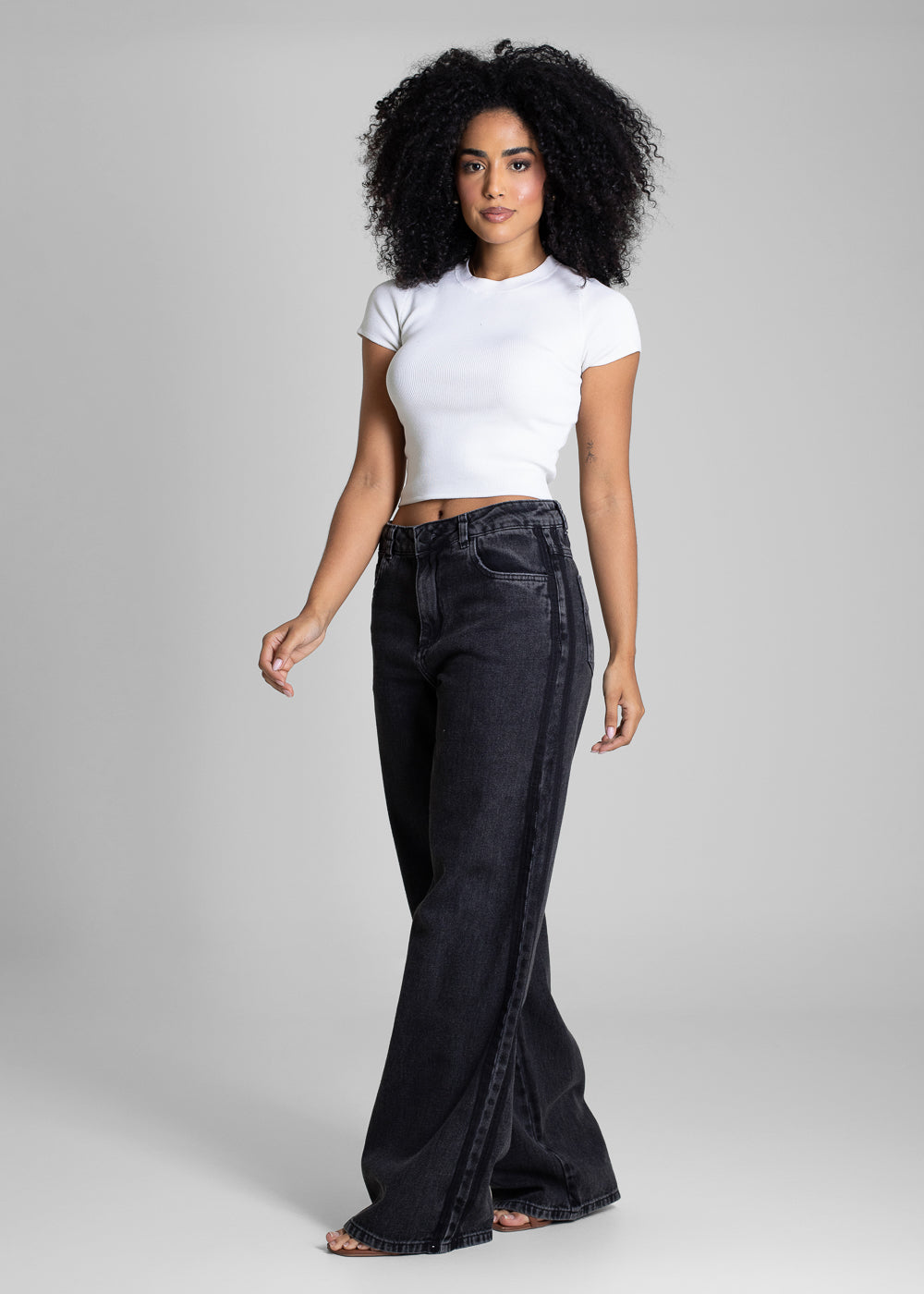 Calça Jeans Sawary Wide Leg - 283147 PRETO
