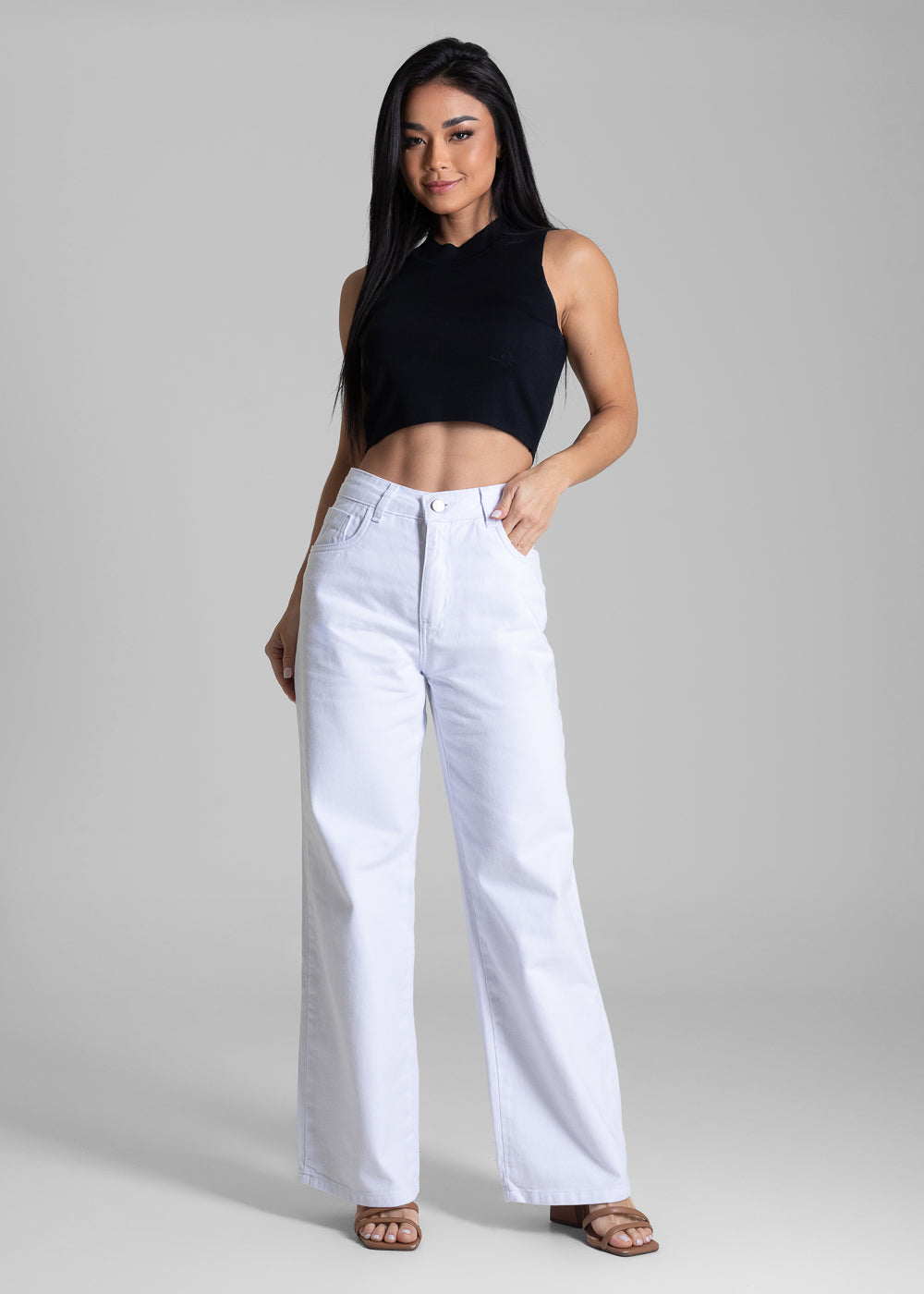 Calça Sarja Sawary Wide Leg Petit - 283151 BRANCO