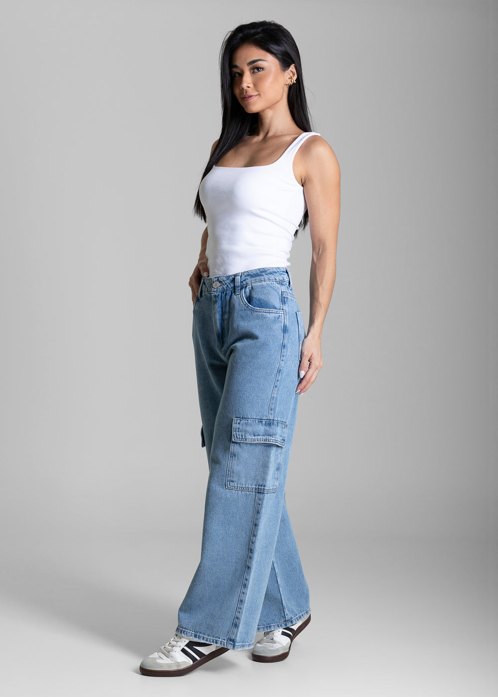 Calça Jeans Sawary Wide Leg Petit Cargo - 283175 AZUL