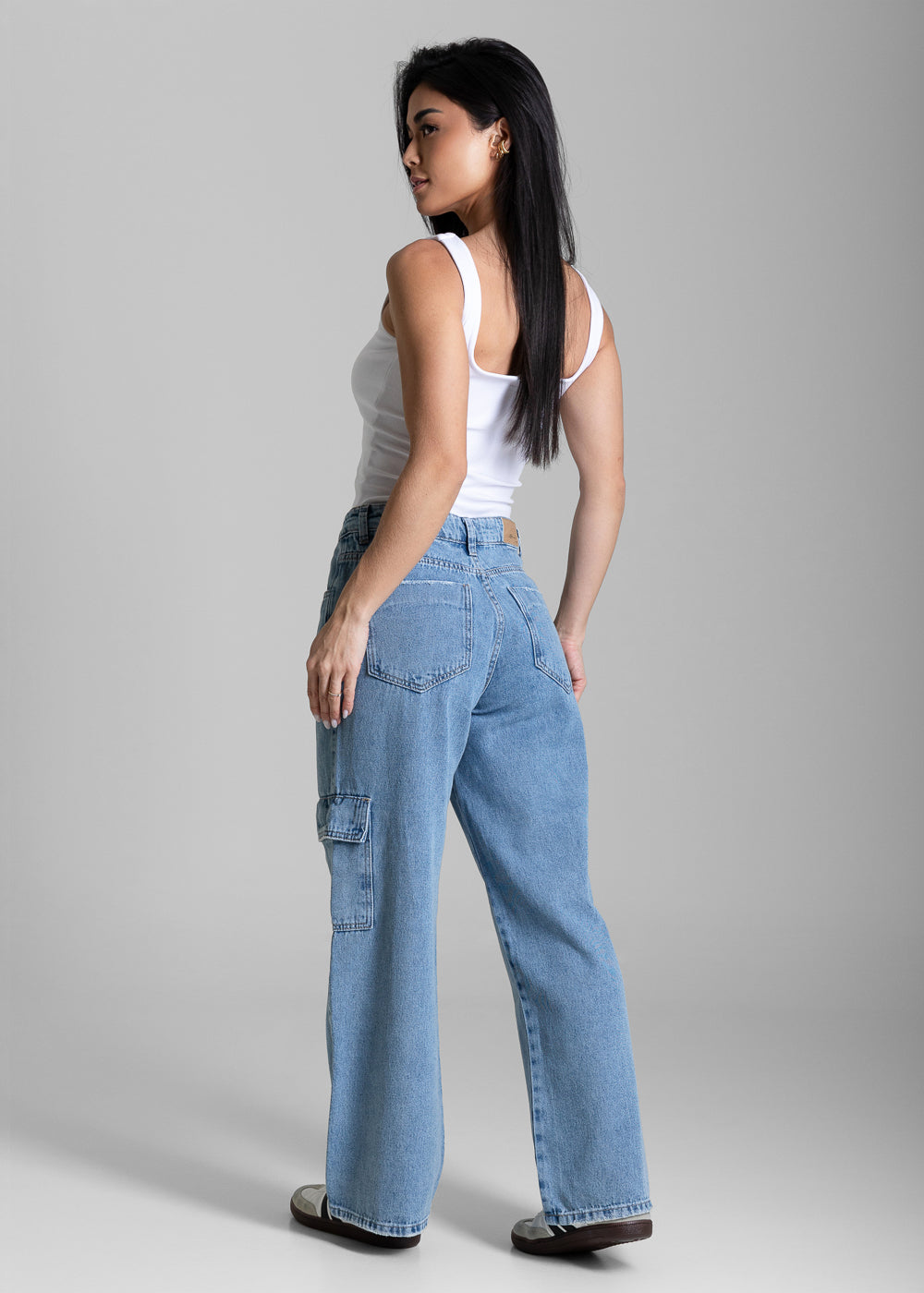 Calça Jeans Sawary Wide Leg Petit Cargo - 283175 AZUL