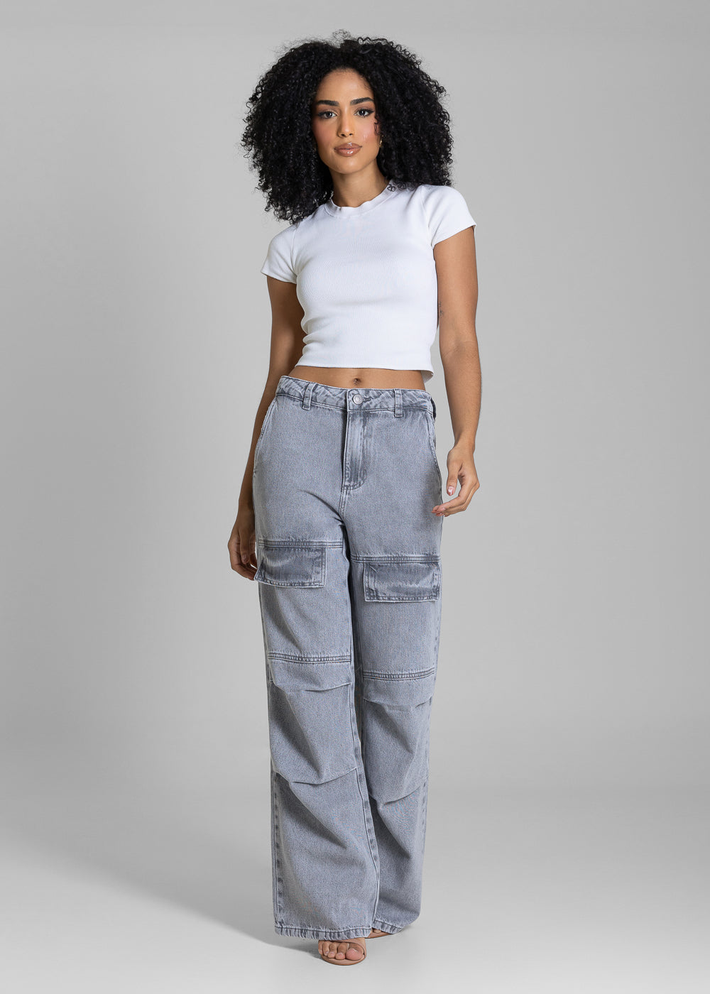 Calça Jeans Sawary Wide Leg - 283198 CINZA
