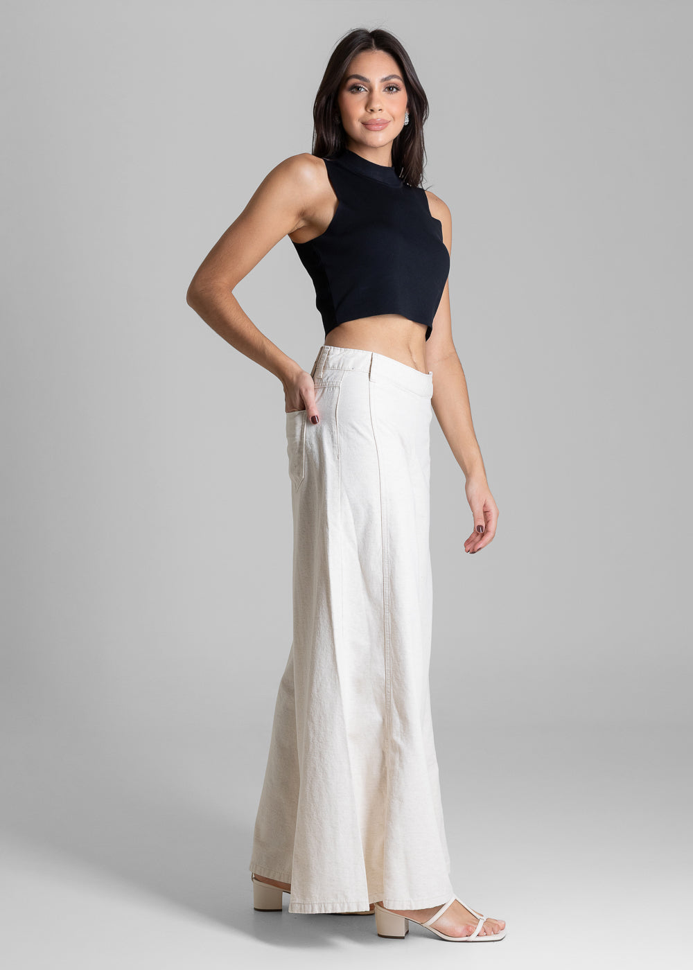 Calça Linho Sawary Super Wide Leg - 283207 OFF WHITE
