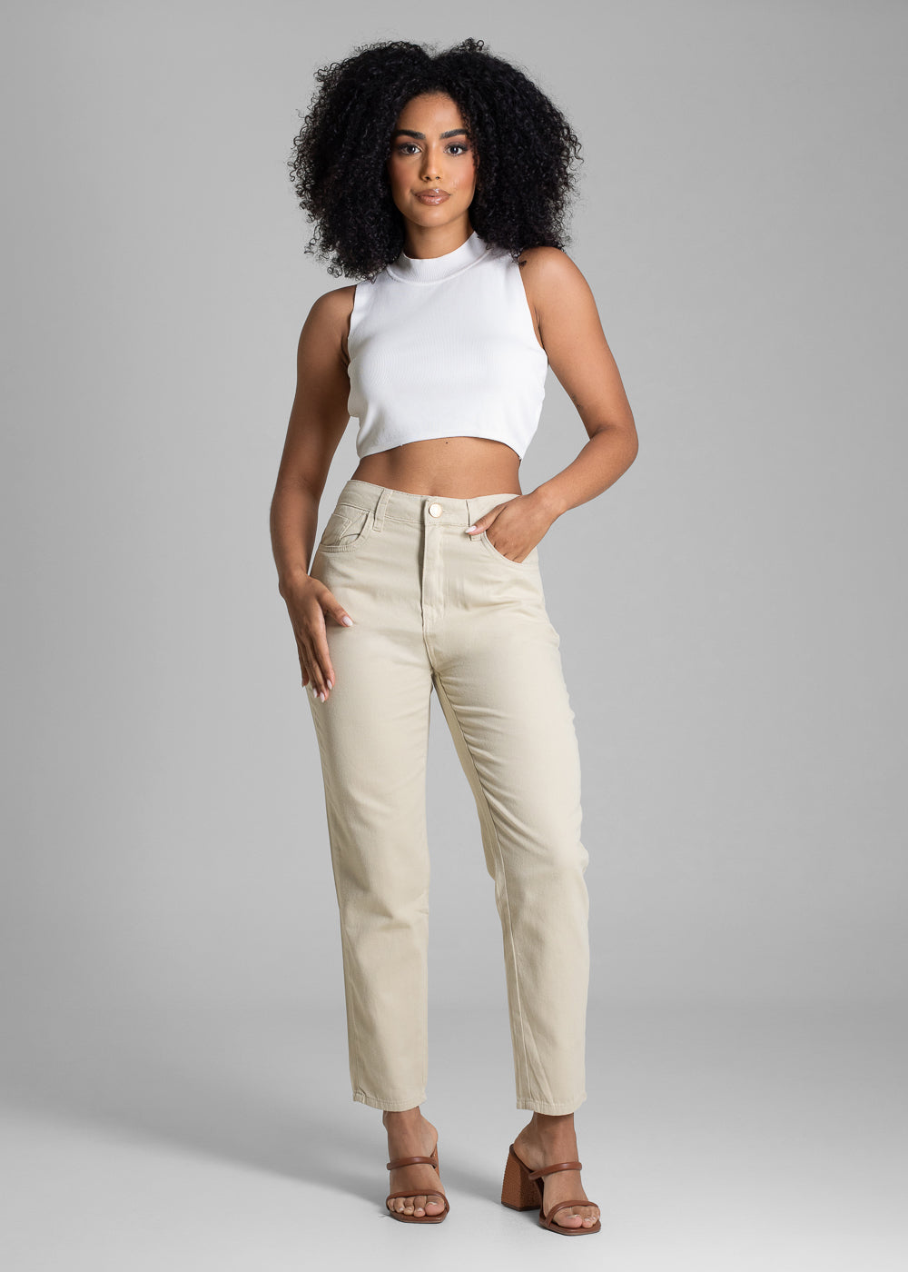 Calça Sarja Sawary Mom - 283210 BEGE