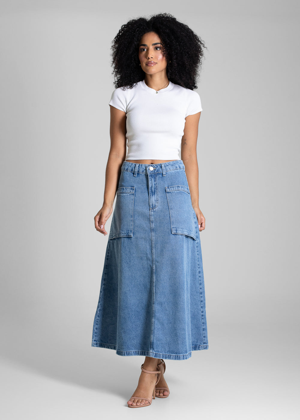 Saia Jeans Sawary Midi - 283216 AZUL