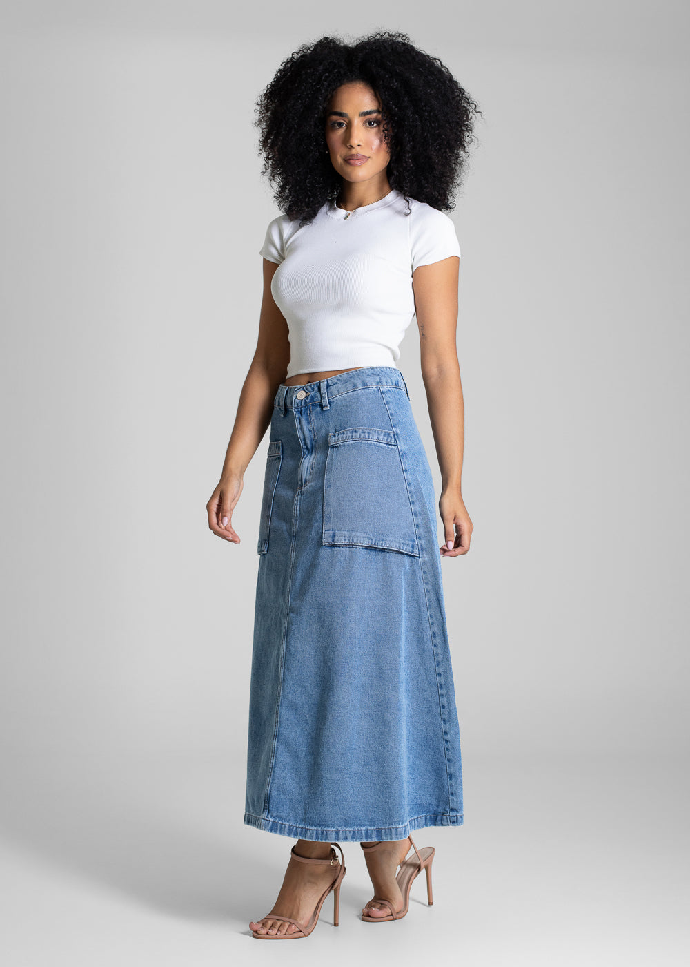 Saia Jeans Sawary Midi - 283216 AZUL