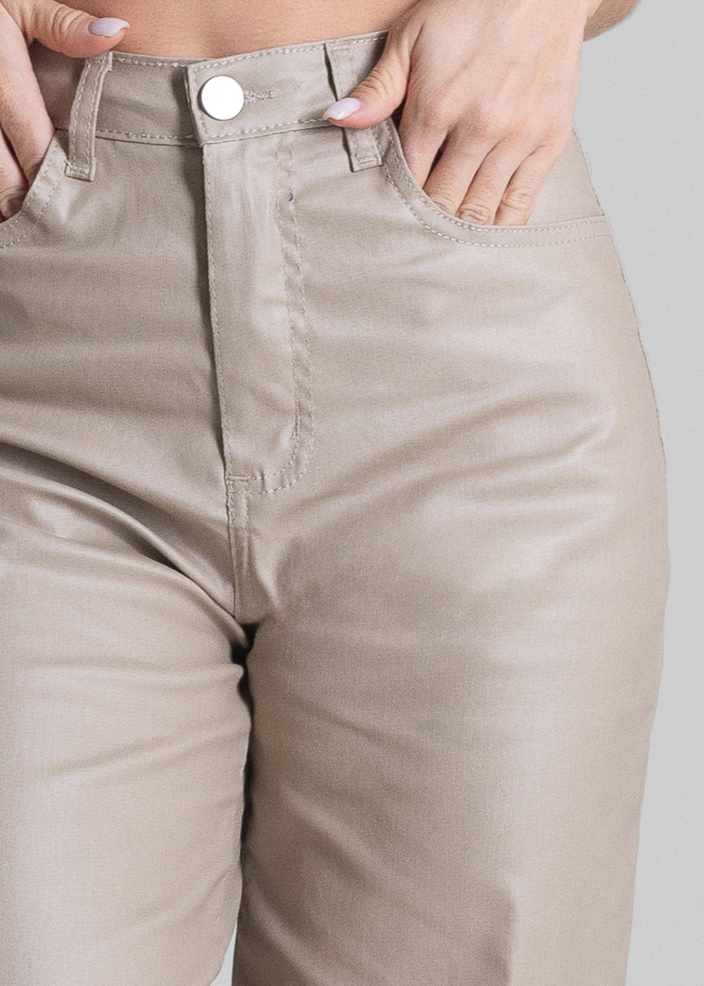 Calça Resinada Sawary Wide Leg Petit - 283222 BEGE