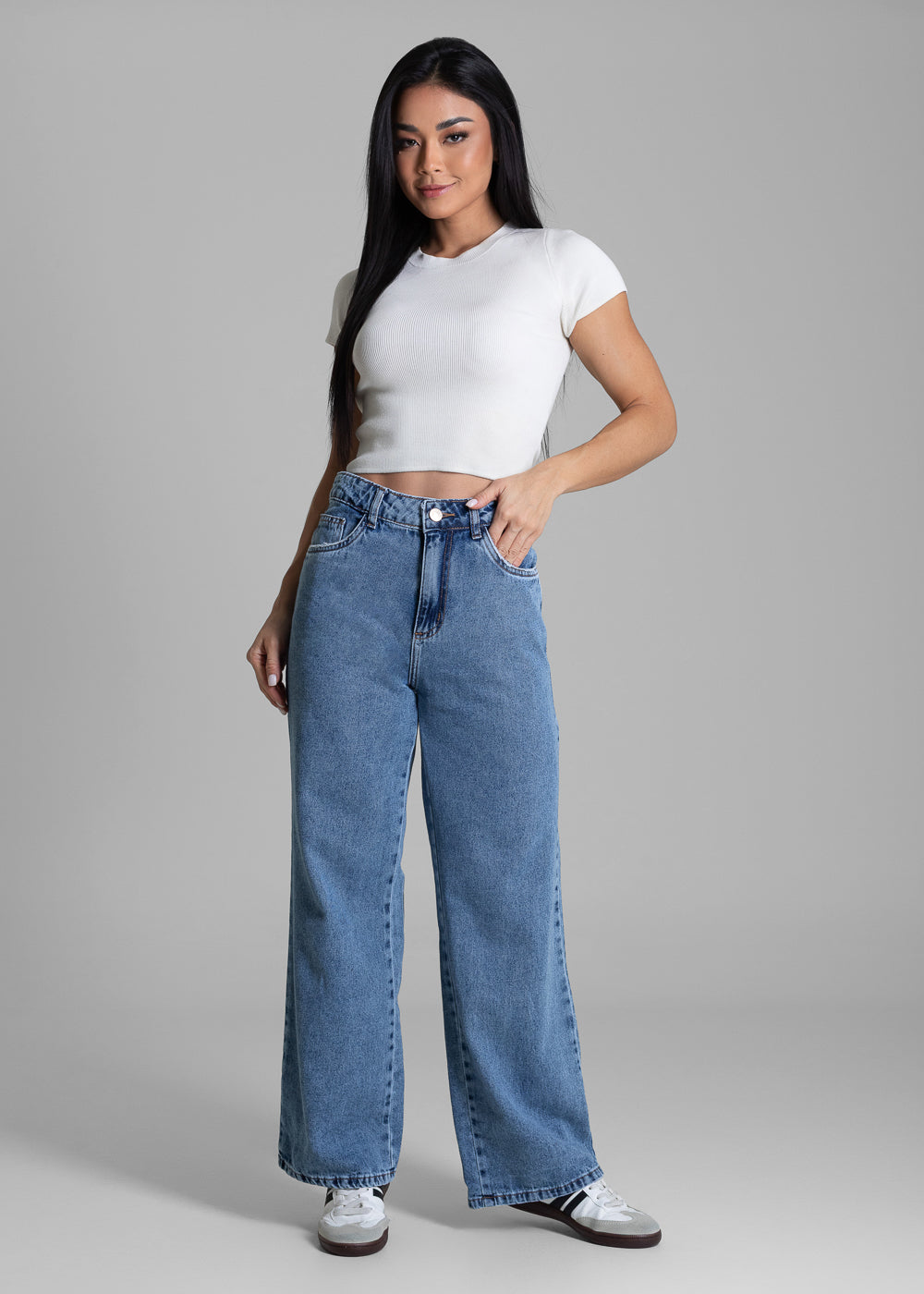 Calça Jeans Sawary Wide Leg Petit - 283227 AZUL