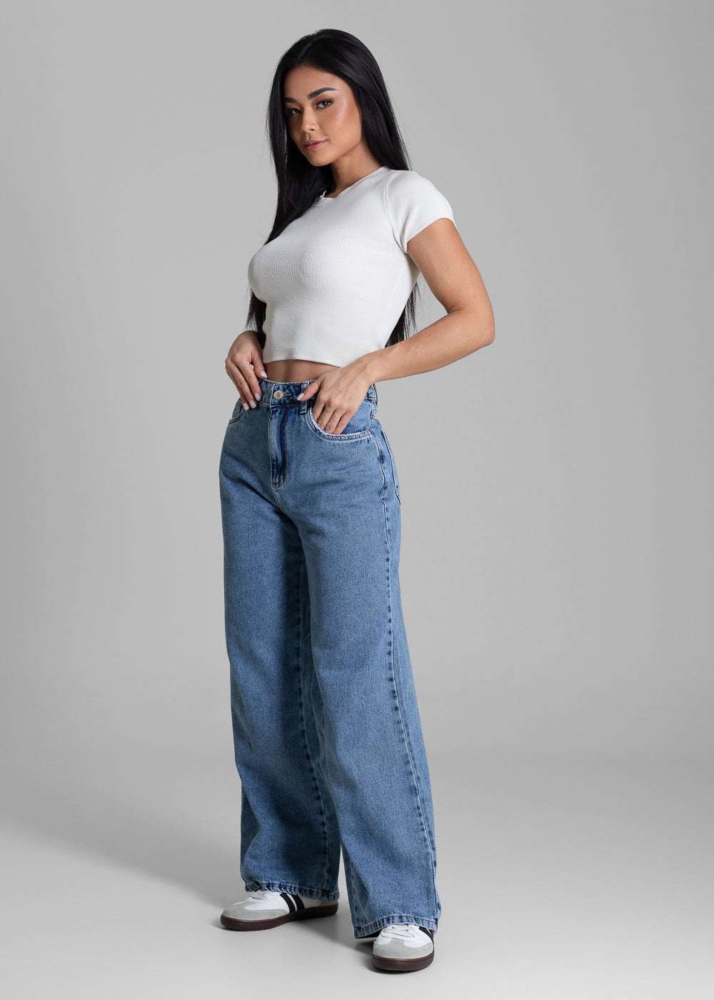 Calça Jeans Sawary Wide Leg Petit - 283227 AZUL