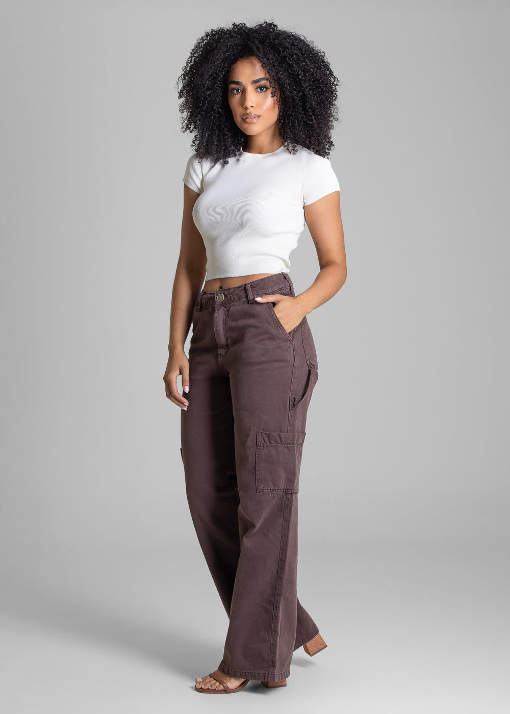 Calça Sarja Sawary Wide Leg - 283232 MARROM