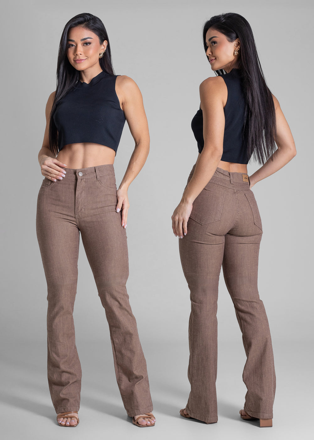 Calça Sarja Sawary Boot Cut - 283237 MARROM