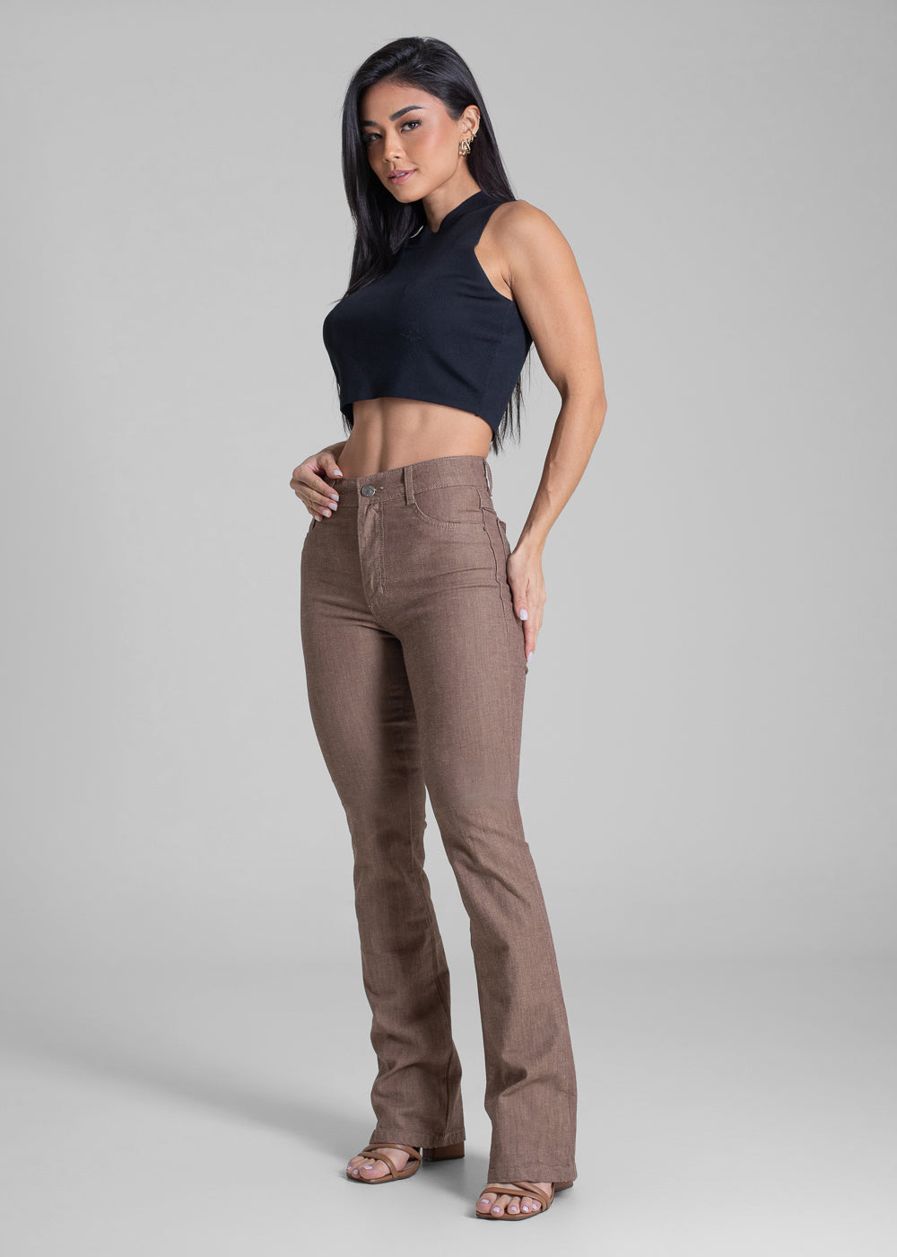 Calça Sarja Sawary Boot Cut - 283237 MARROM