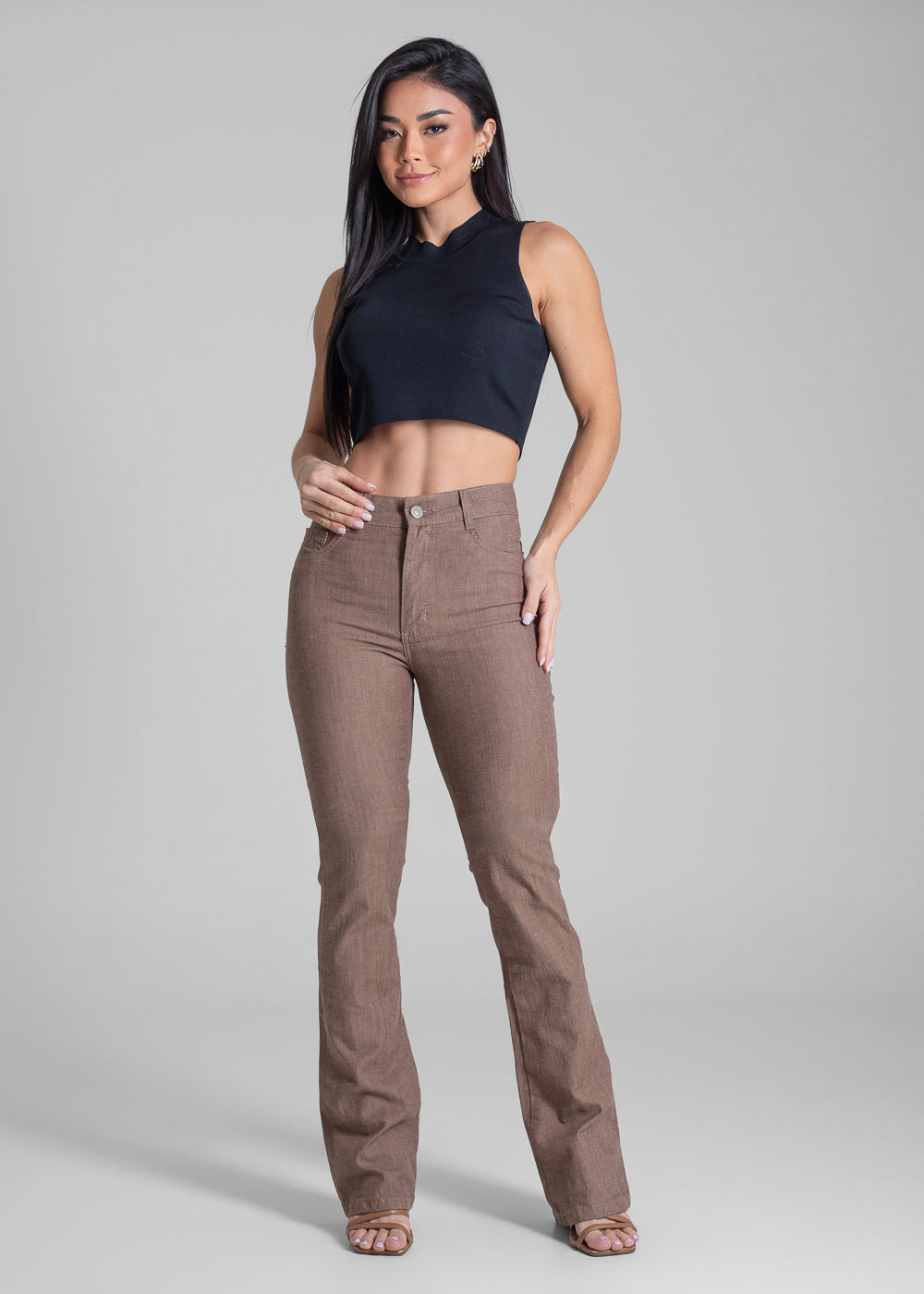 Calça Sarja Sawary Boot Cut - 283237 MARROM