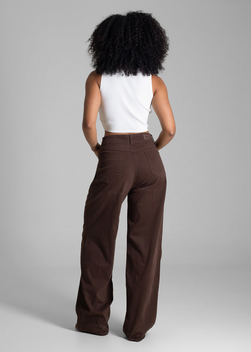 Calça Sarja Sawary Wide Leg - 283238 MARROM