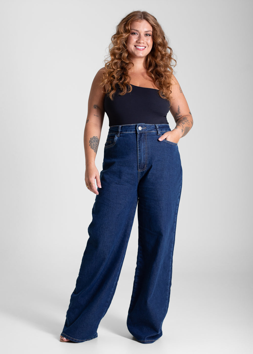 Calça Jeans Sawary Plus Size Wide Leg - 283244 AZUL