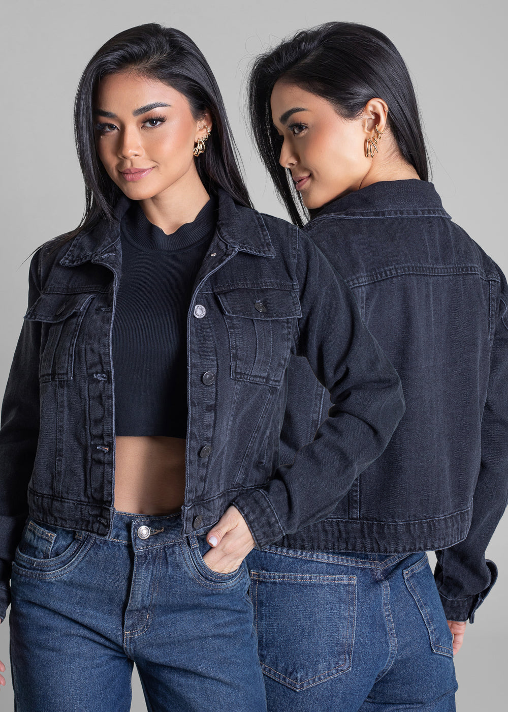 Jaqueta Jeans Sawary - 283256 PRETO