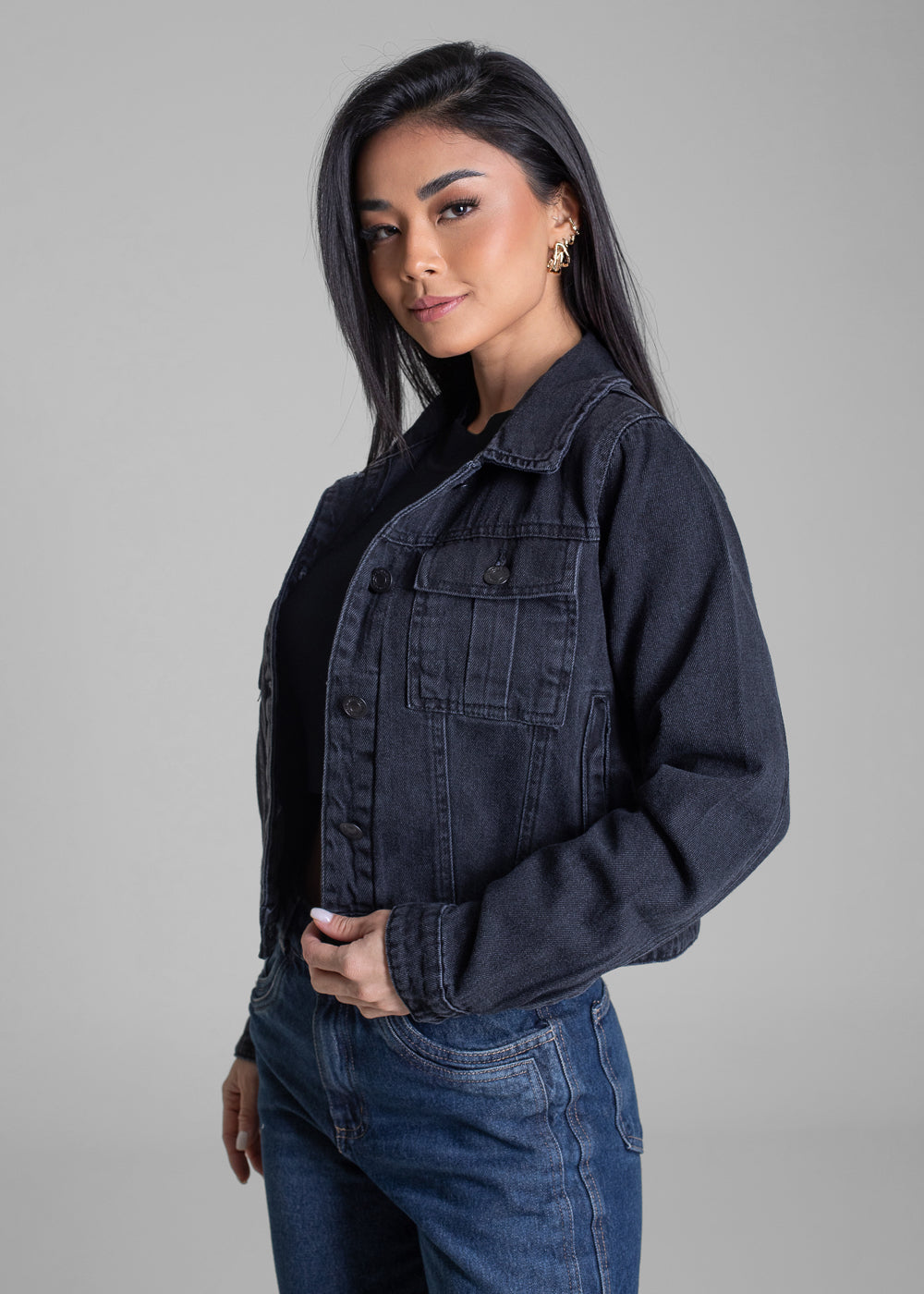 Jaqueta Jeans Sawary - 283256 PRETO