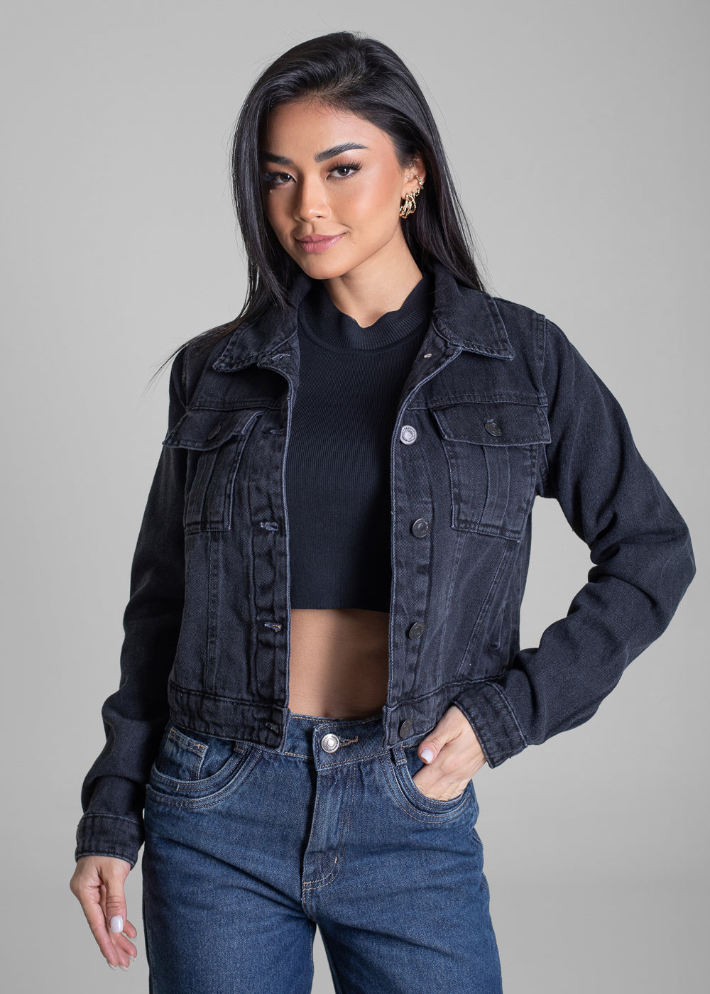 Jaqueta Jeans Sawary - 283256 PRETO