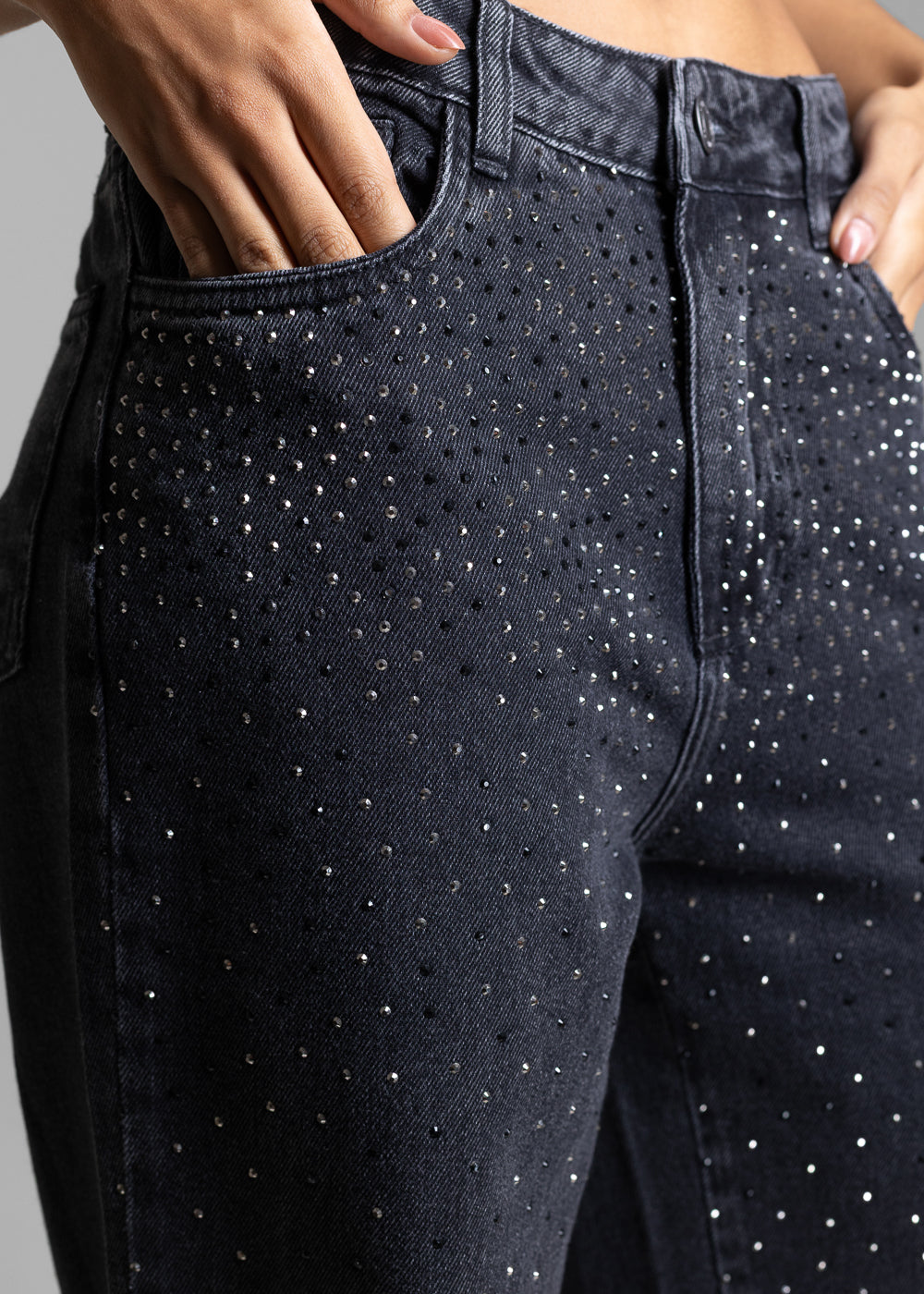 Calça Jeans Sawary Wide Leg Petit Brilho - 283313 PRETO