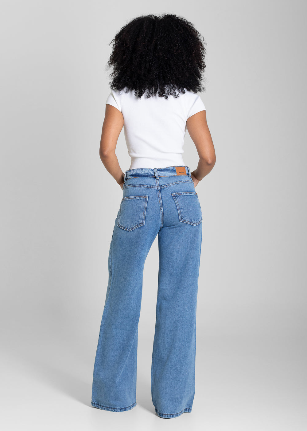 Calça Jeans Sawary Wide Leg Cós Duplo - 283316 AZUL
