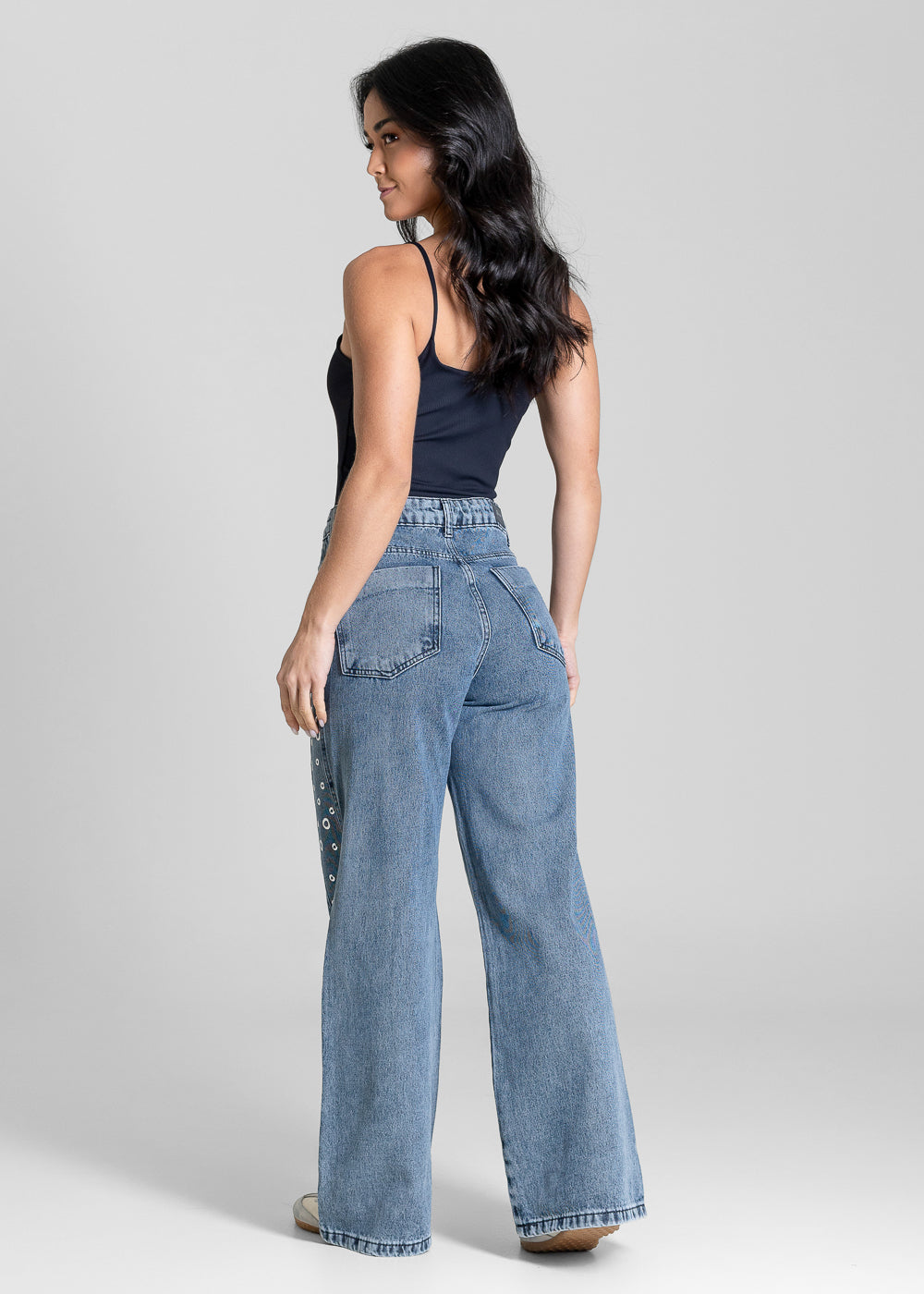 Calça Jeans Sawary Wide Leg Petit Ilhós - 283319 AZUL