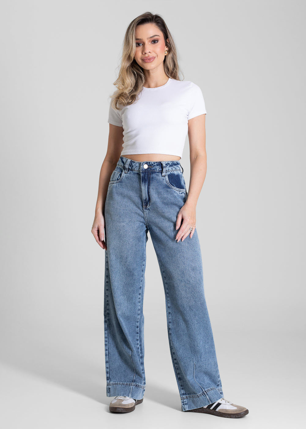 Calça Jeans Sawary Wide Leg Petit - 283341 AZUL