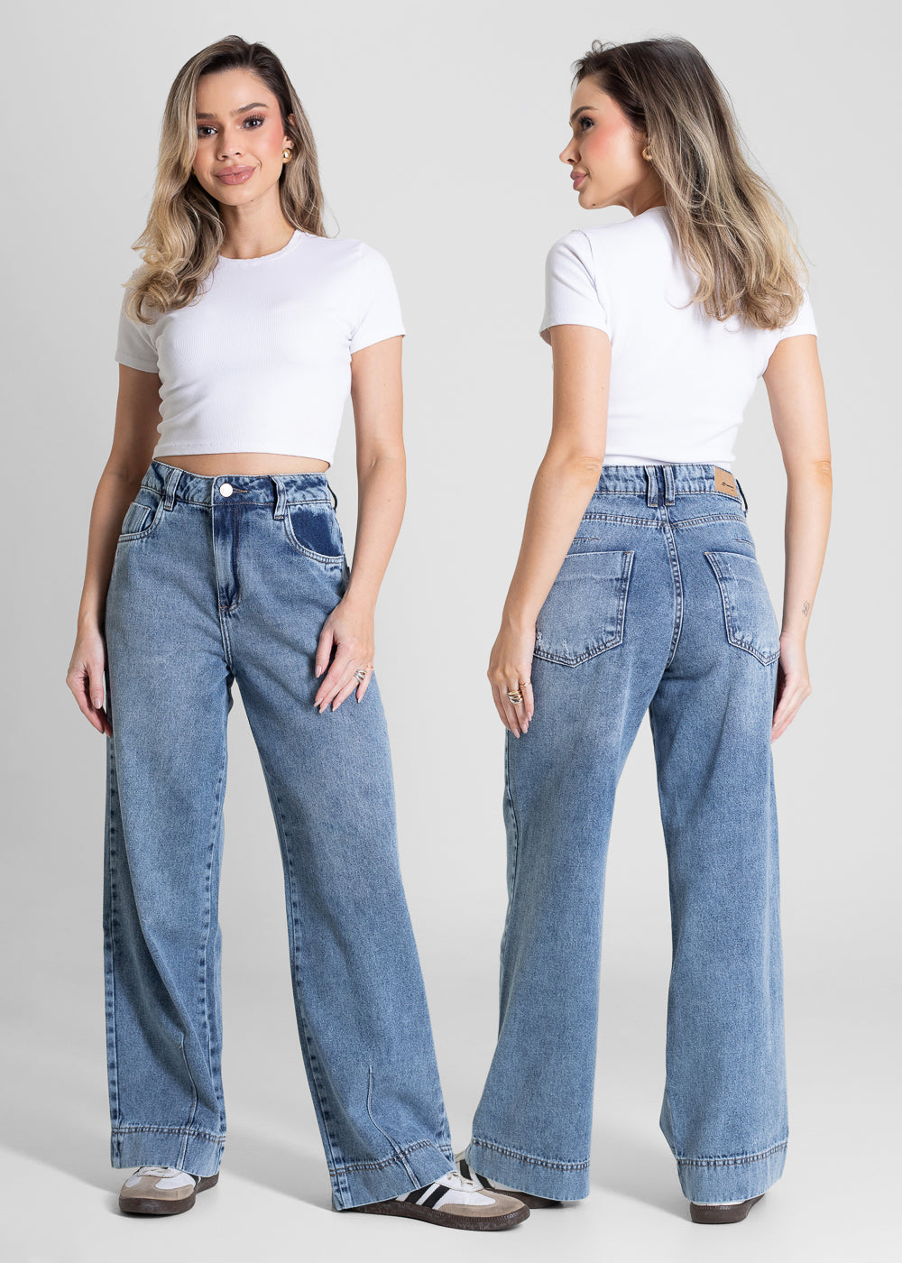 Calça Jeans Sawary Wide Leg Petit - 283341 AZUL
