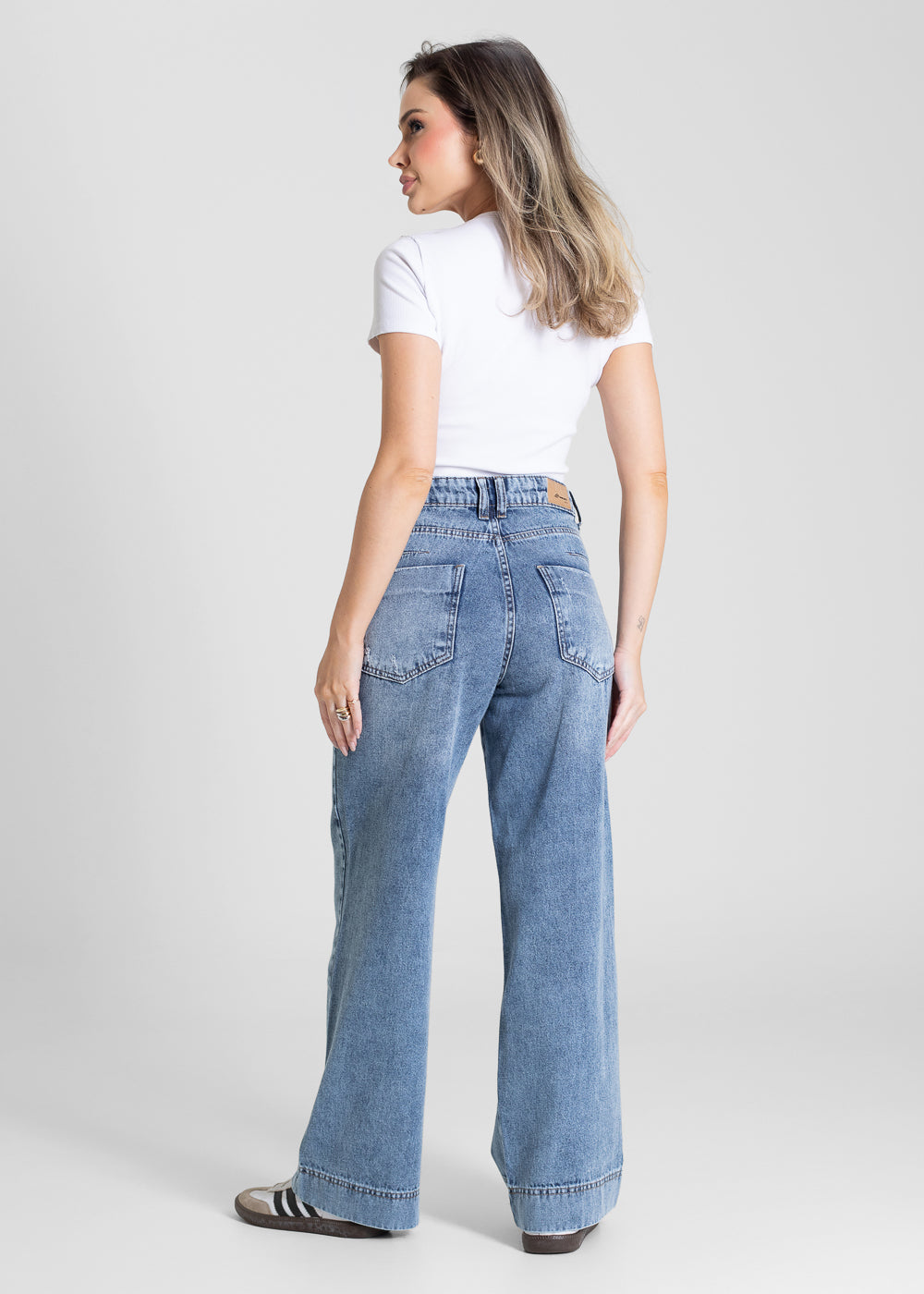 Calça Jeans Sawary Wide Leg Petit - 283341 AZUL