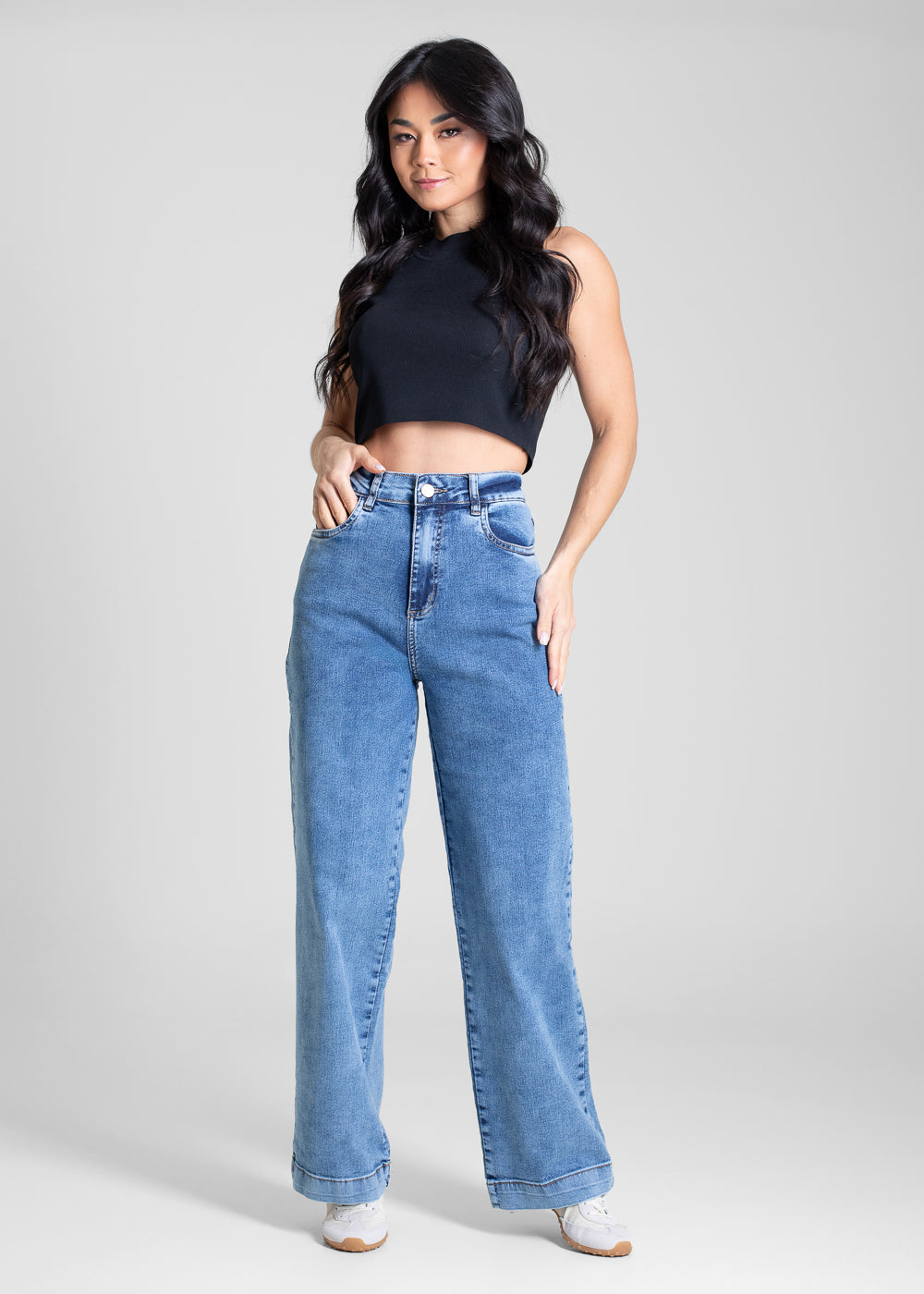 Calça Jeans Sawary Wide Leg Petit - 283343 AZUL