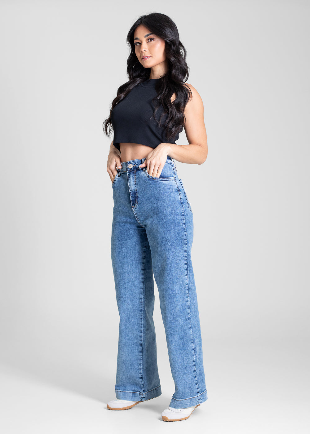 Calça Jeans Sawary Wide Leg Petit - 283343 AZUL