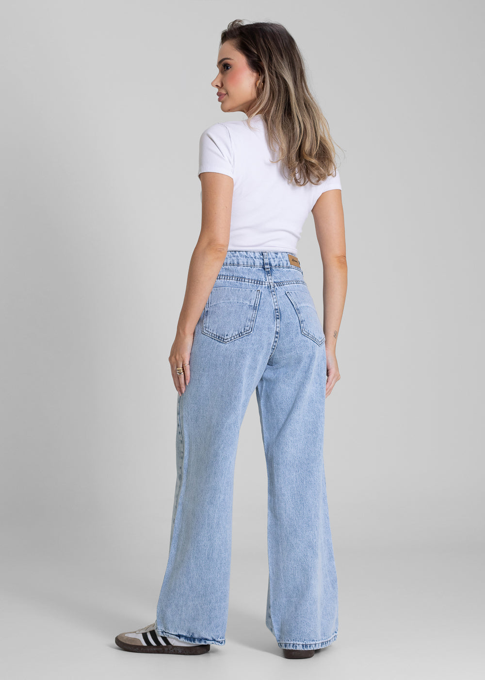 Calça Jeans Sawary Wide Leg Petit Brilho - 283347 AZUL
