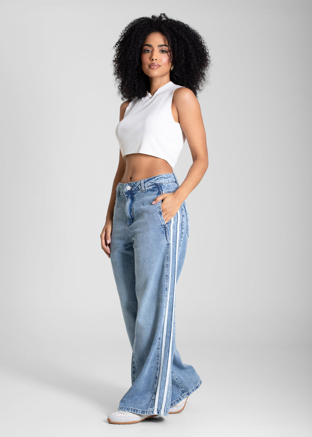 Calça Jeans Sawary Wide Leg Petit - 283351 AZUL