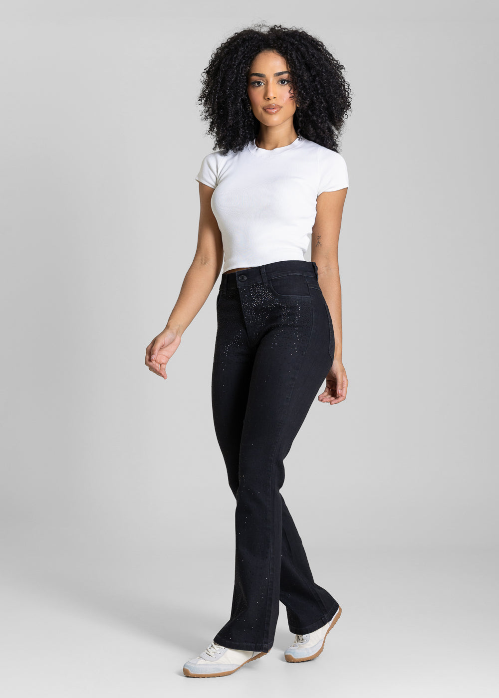 Calça Sarja Sawary Boot Cut Petit Brilho - 283365 PRETO