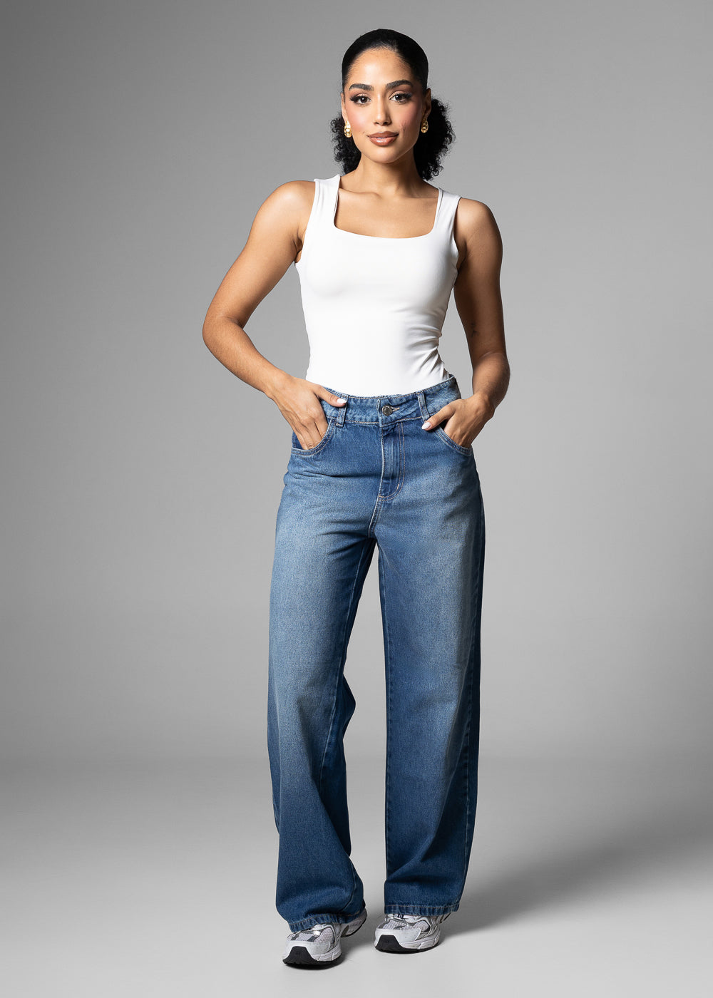 Calça Jeans Sawary Wide Leg Petit - 283407 AZUL