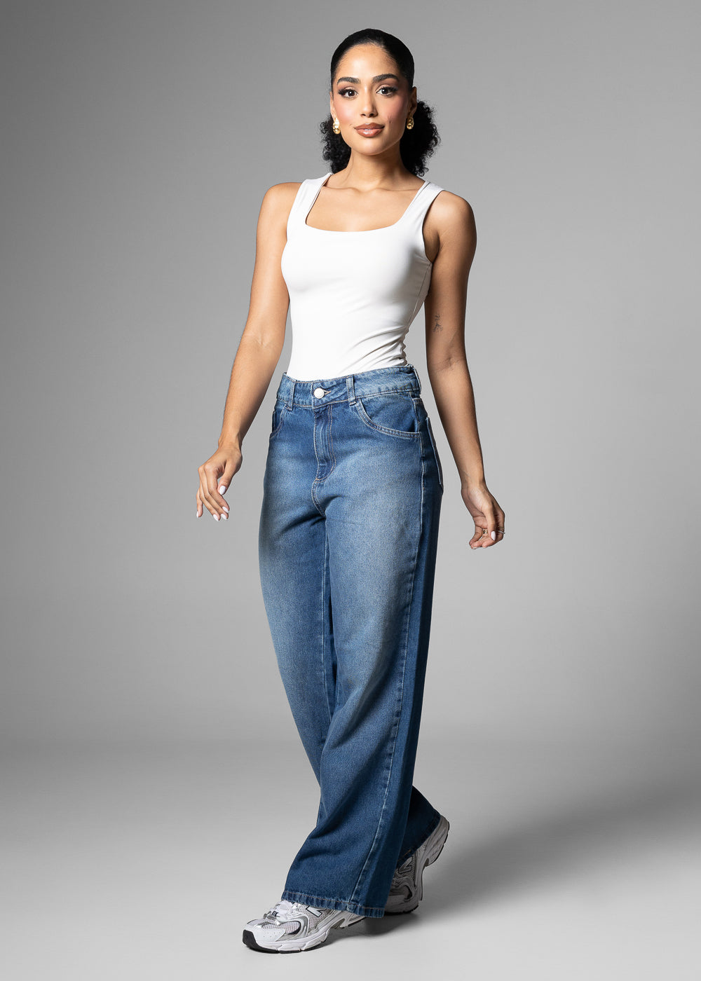 Calça Jeans Sawary Wide Leg Petit - 283407 AZUL