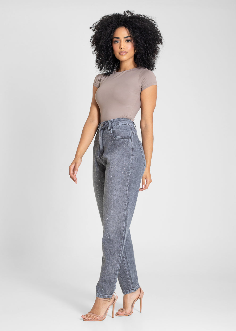Calça Jeans Sawary Mom Brilho - 283423 PRETO