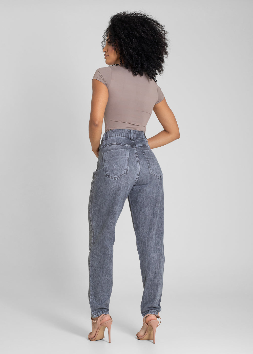 Calça Jeans Sawary Mom Brilho - 283423 PRETO