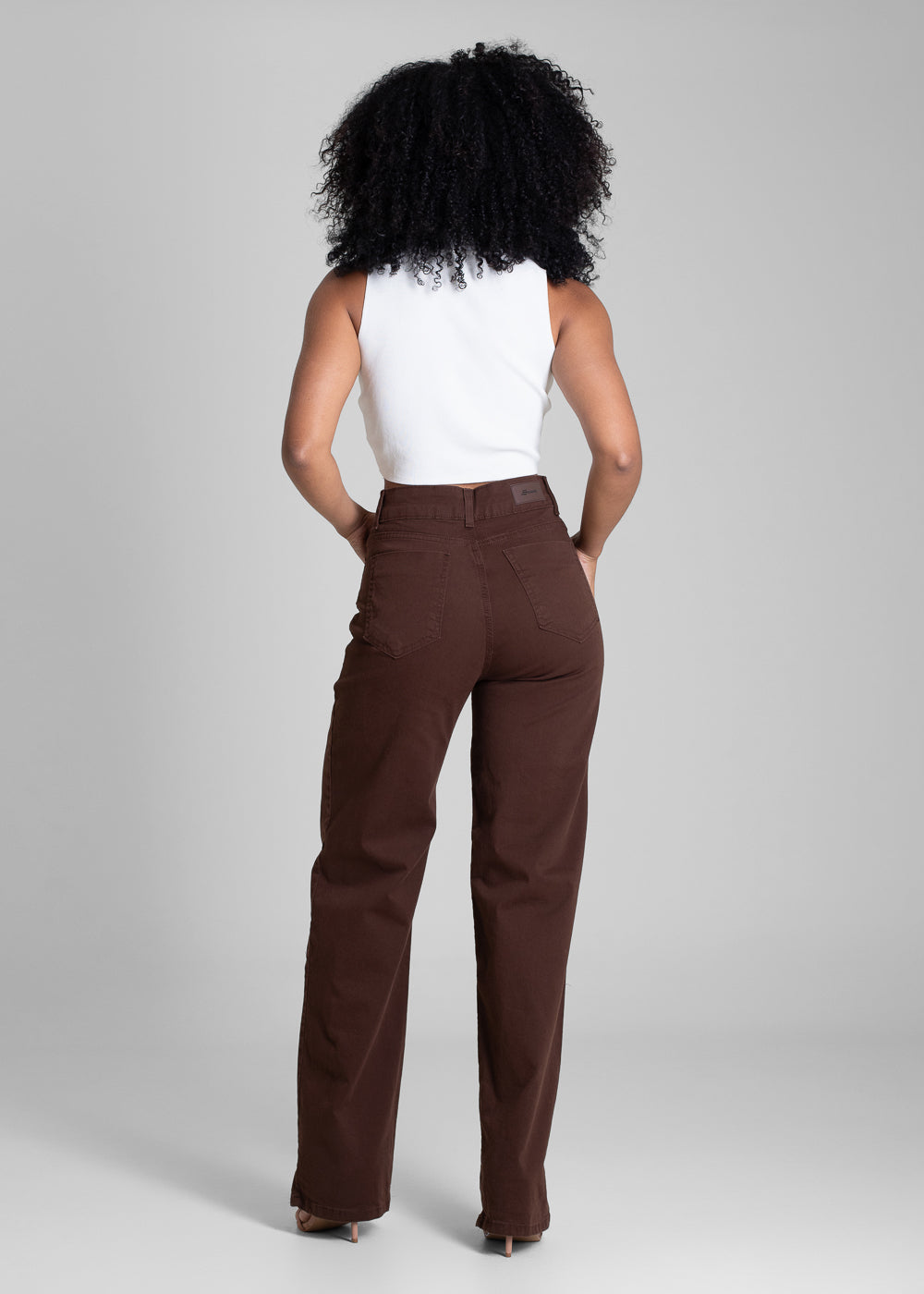 Calça Sarja Sawary Wide Leg - 283449 MARROM