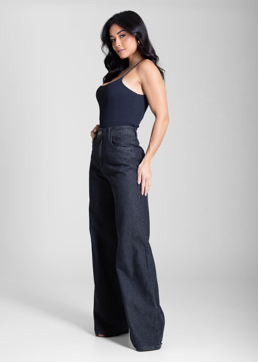 Calça Jeans Sawary Wide Leg - 283452 PRETO