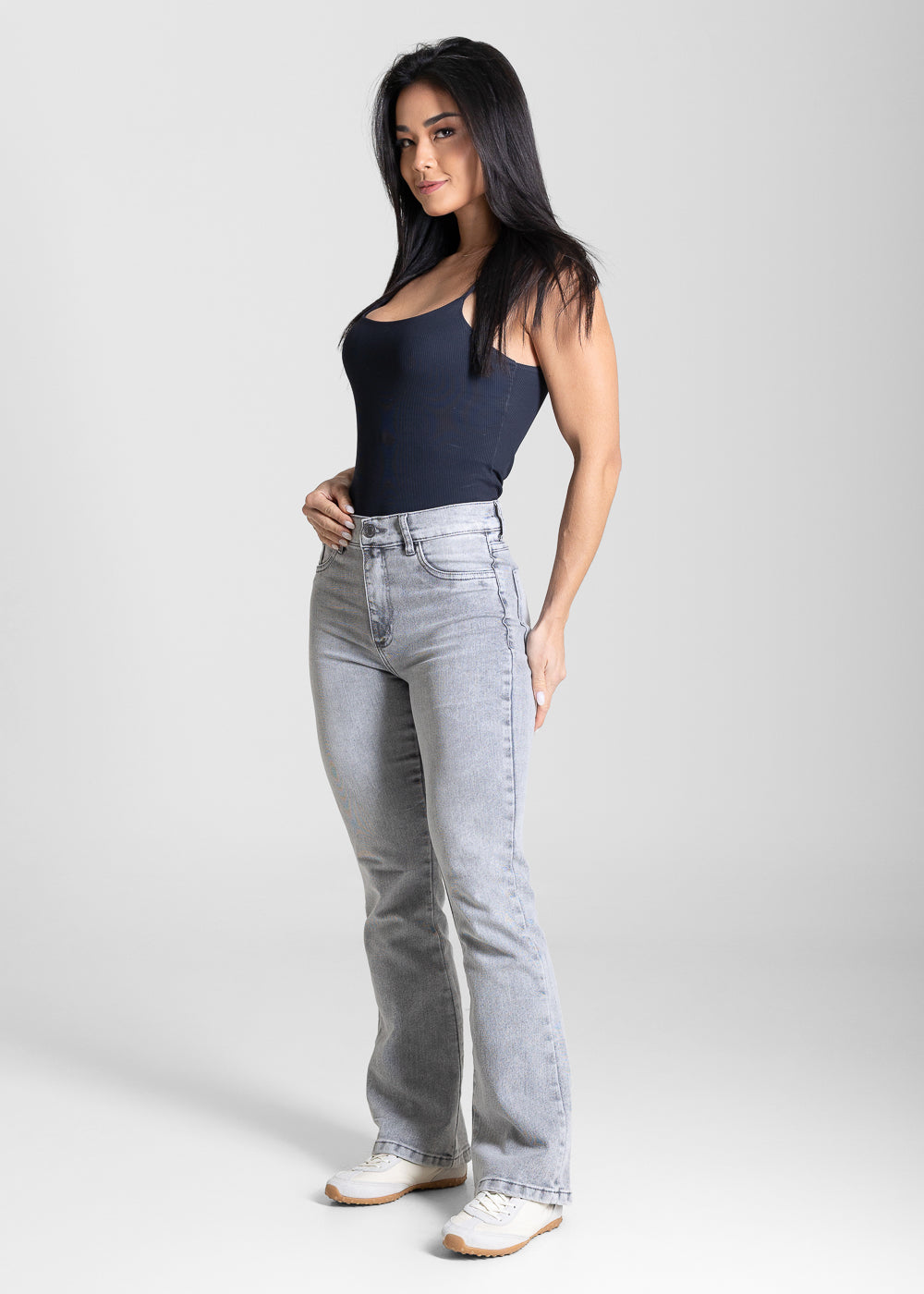 Calça Jeans Sawary Boot Cut Petit - 283477 CINZA