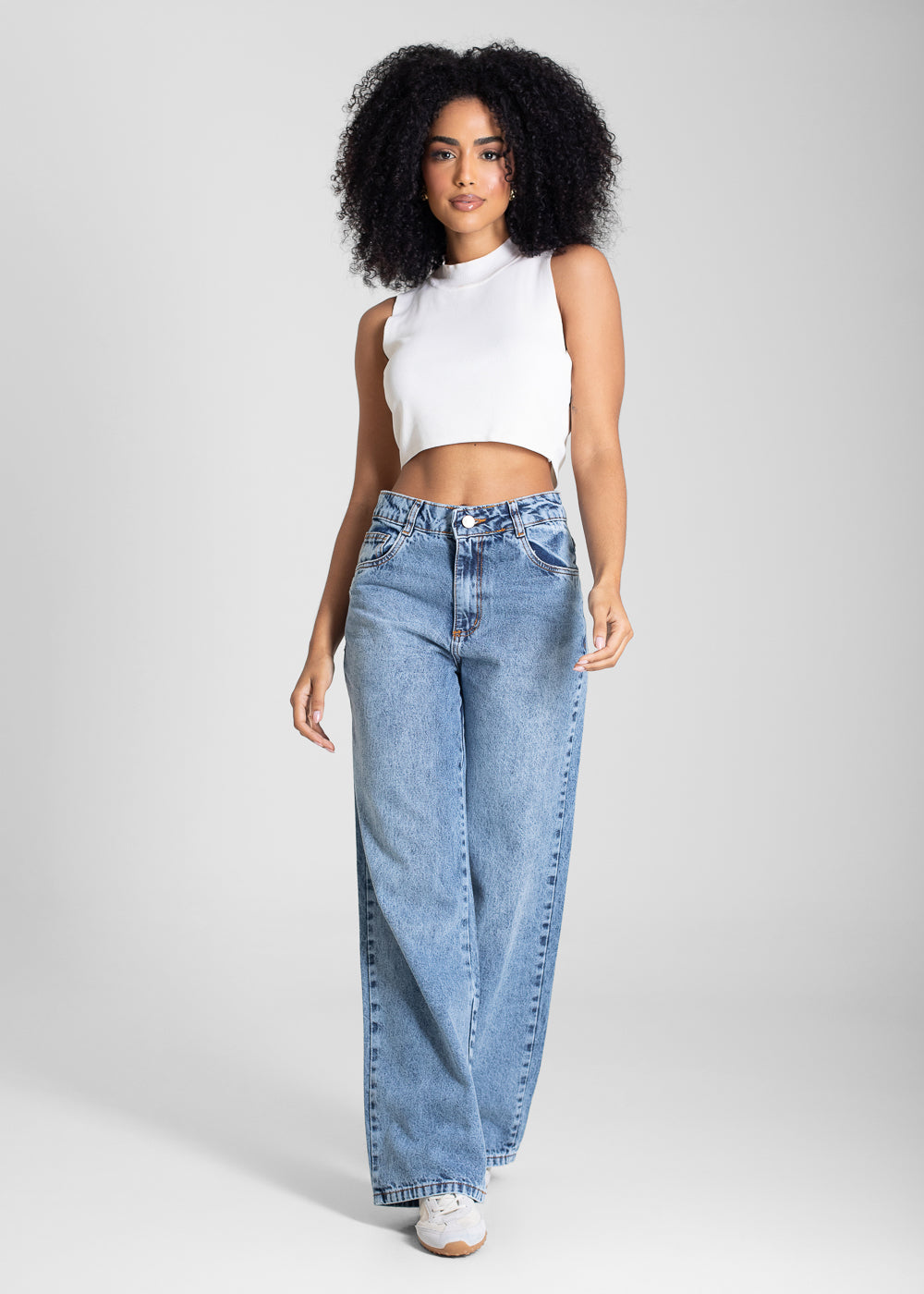 Calça Jeans Sawary Wide Leg Petit - 283495 AZUL