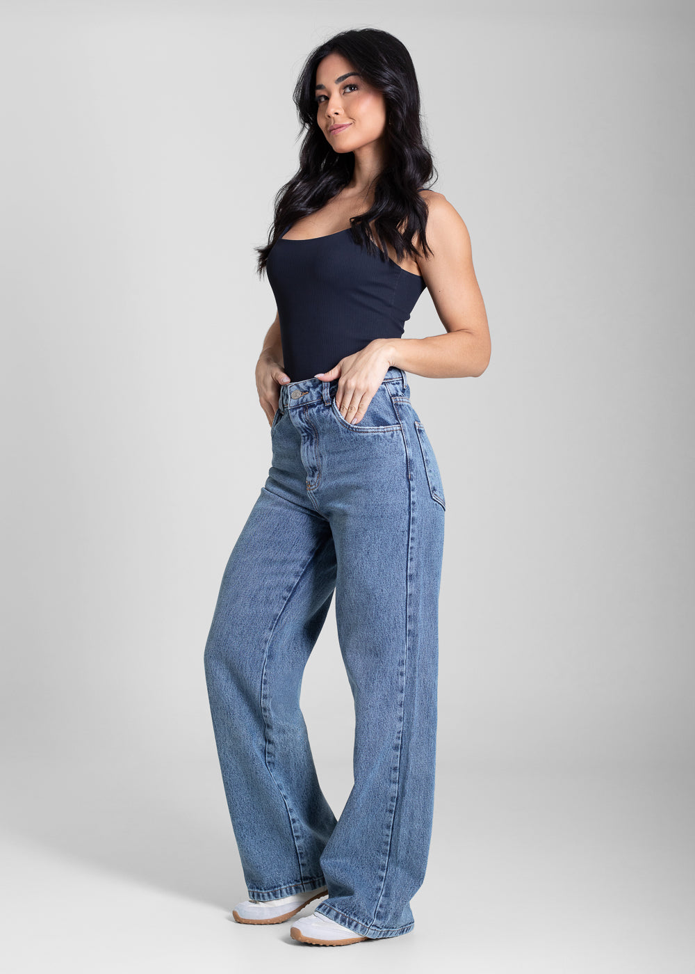Calça Jeans Sawary Wide Leg Petit - 283498 AZUL