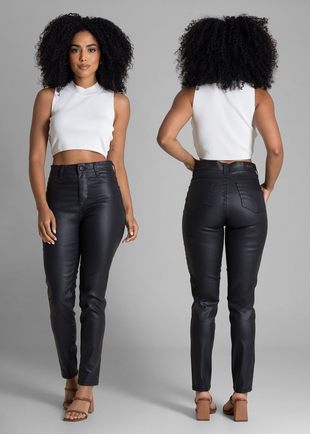 Calça Resinada Sawary Cigarrete - 283516 PRETO
