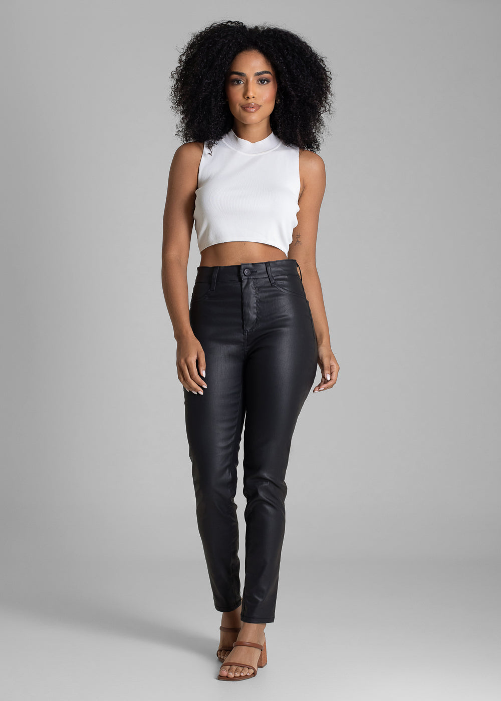 Calça Resinada Sawary Cigarrete - 283516 PRETO