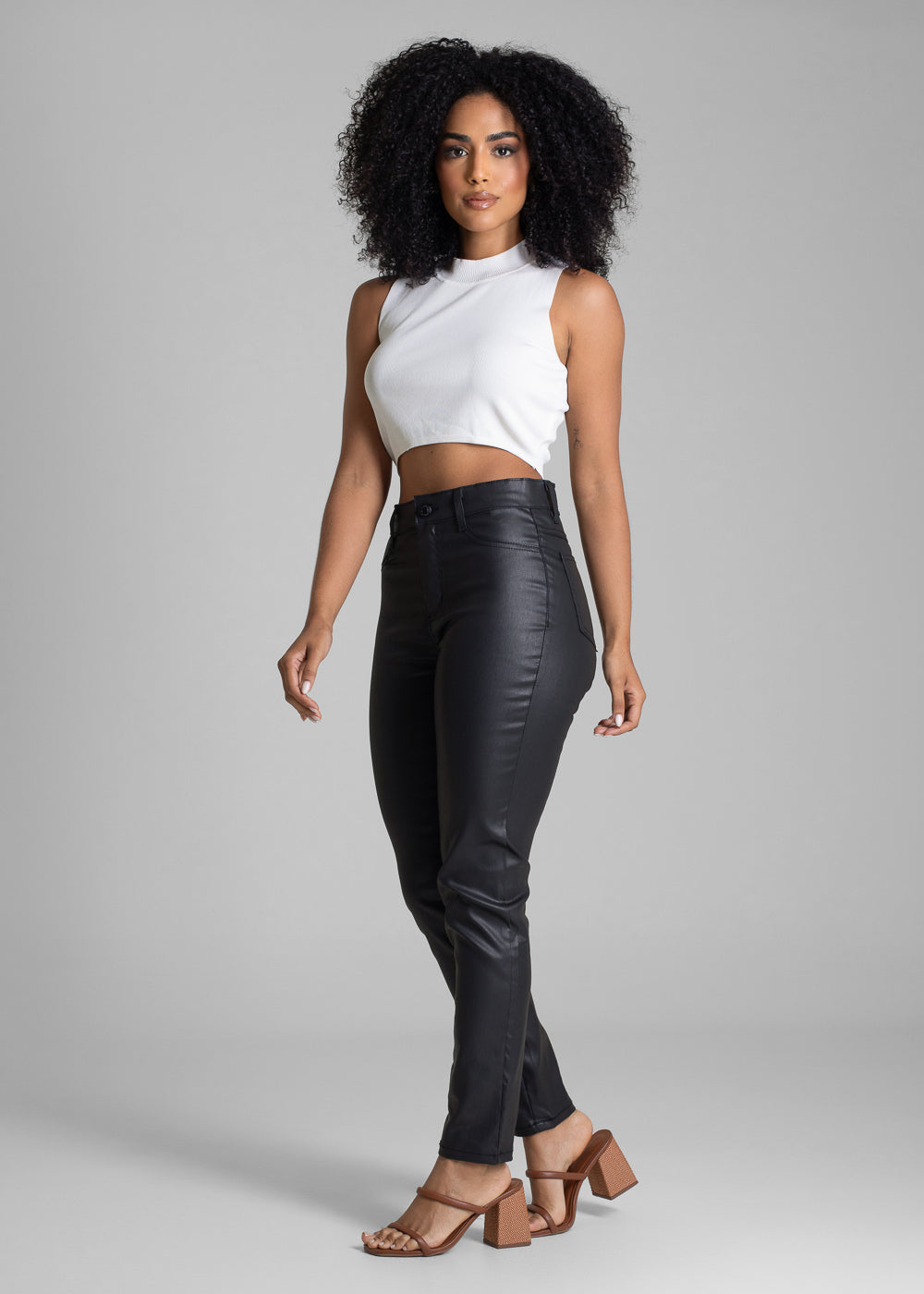 Calça Resinada Sawary Cigarrete - 283516 PRETO