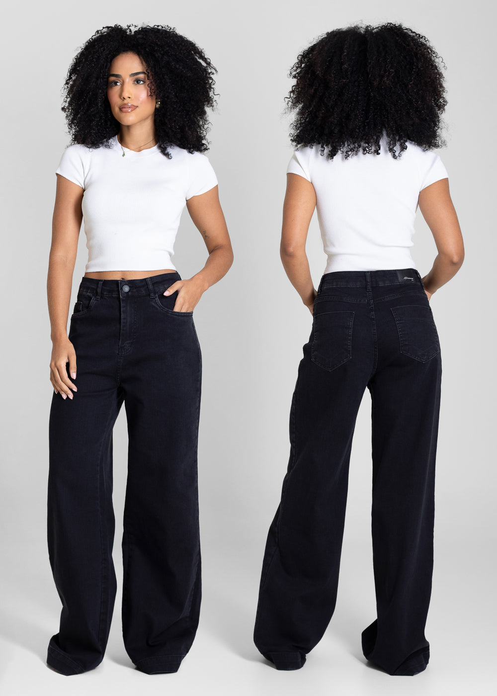 Calça Sarja Sawary Wide Leg - 283517 PRETO