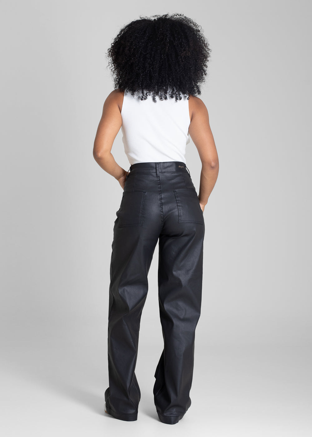 Calça Resinada Sawary Wide Leg Petit - 283518 PRETO
