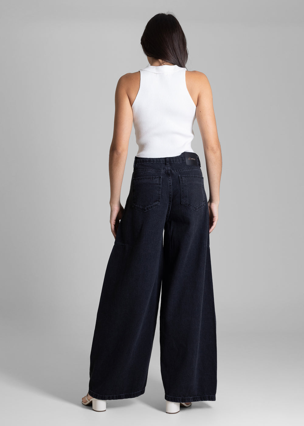 Calça Jeans Sawary Wide Leg Petit - 283524 PRETO